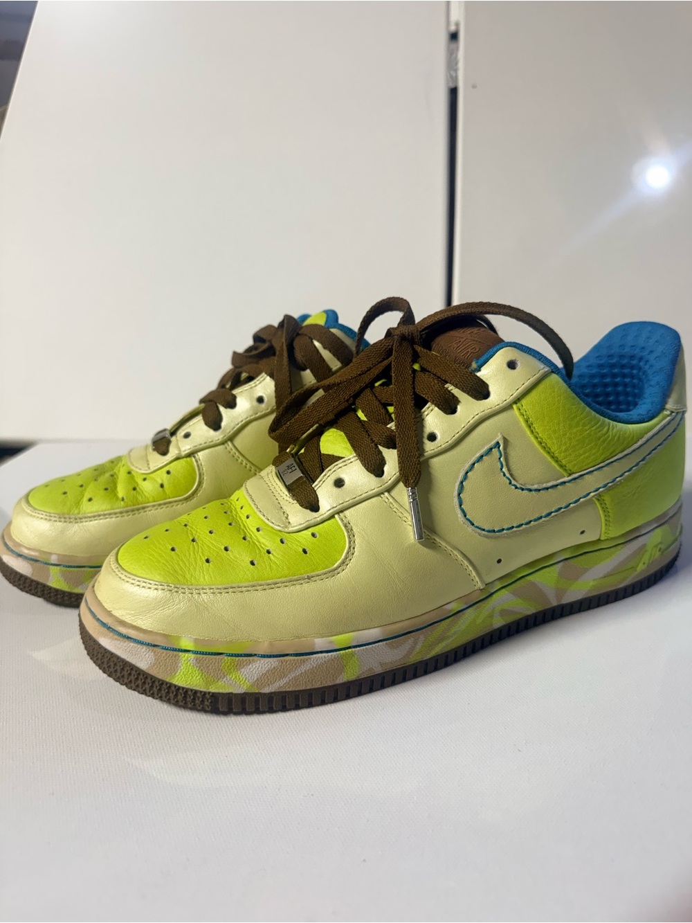RARE 2007 YK2 Era Nike Air Force 1 Premium Low Top White/Lime 315186-731 Sz 9.5W